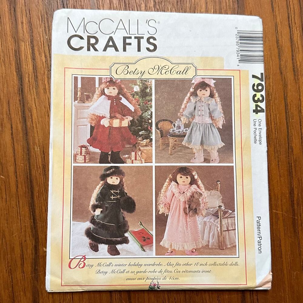 UNCUT McCall's Pattern 7934  for 18" Doll Clothes